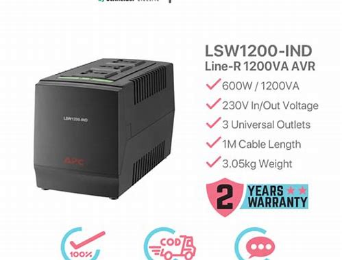 APC LINE-R 1200VA AUTOMATIC VOLTAGE REGULATOR, 3 UNIVERSAL OUTLETS, 230V INDONESIA
