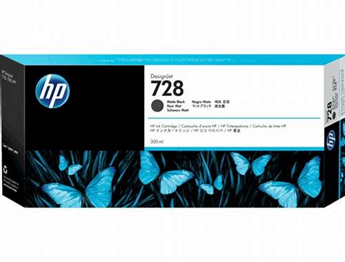 CARTUCHO HP 728 DE TINTA NEGRA MATE P/DESIGNJET HP T730/T830 DE 300 ML